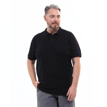 Imagem de Camisa Polo Masculina Plus Size Pique Algodão com Bolso