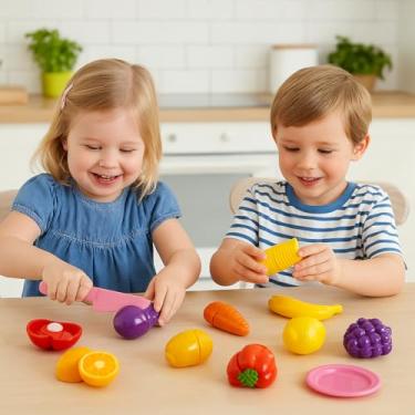 Imagem de Kit Infantil Frutas e Legumes com 12 Peças – Educativo, Colorido e Ideal para Brincadeiras de Cozinha e Mercadinho