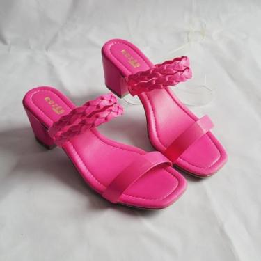 Imagem de Tamanco Feminino Sandália Tranças e Tira Salto Médio - Rozes Shoes, Pi