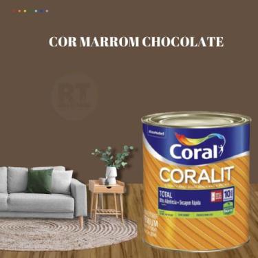 Imagem de Esmalte Sintético Base Água Coral Coralit 800ml Tinta Cor Marrom Aceti