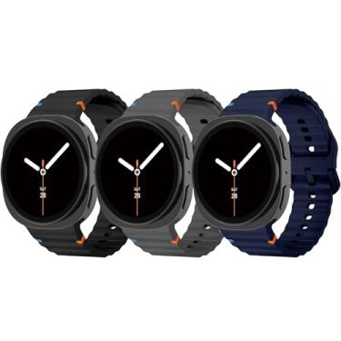 Imagem de Pacote com 3 pulseiras esportivas compatíveis com Samsung Galaxy Watch 8 de 40 mm e 44 mm/8 Classic de 46 mm, pulseira de silicone macio sem lacunas à prova d'água para Samsung Galaxy Watch 8 Classic