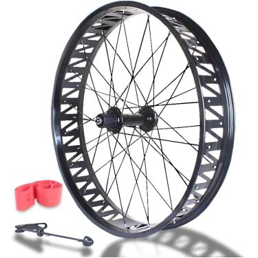 Imagem de 26in Fat Bike Roda Dianteira 4.0/4.9 '' Pneu Bicicleta De Neve Roda Traseira Liga De Alumínio Bicicleta De Praia Rodado Cubos De Freio A Disco Qr 135mm / 190mm 36h, Anodic Black, 26in Rear