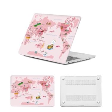 Imagem de HLAAJJX Capa de laptop para MacBook Air 13 polegadas M4 M3 M2 2025 2024 2023 2022 A2681 A3113 A3240 Retina/Touch ID, capa rígida protetora para computador MacBook Air 13, mapa rosa