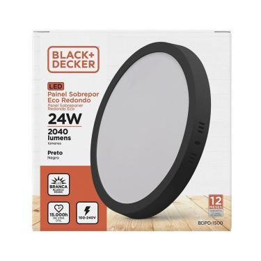 Imagem de Painel Led Eco Redondo Preto 100-240v 24w 6500k Black + Decker