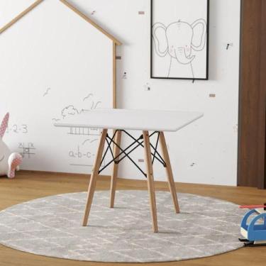 Imagem de Mesa Infantil Madeira Tampo 68Cm Quadrado Branco - UP HOME