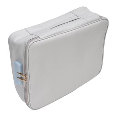 Imagem de Asixxsix Caixa de Documentos à Prova de Fogo Com Fechadura, Estojo de Pano de 600d Oxford e Couro, Armazenamento Seguro para Viagens Em Casa, 14,2 X 10,6 X 4,3 Polegadas