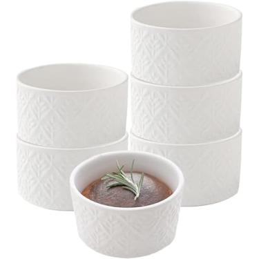 Imagem de Ramequins De Cerâmica Retro Em Relevo Molde De Suflê Tigela De Cozimento Copo De Pudim De Iogurte Doméstico Tigela De Ovo Cozido No Vapor Para Forno Microondas