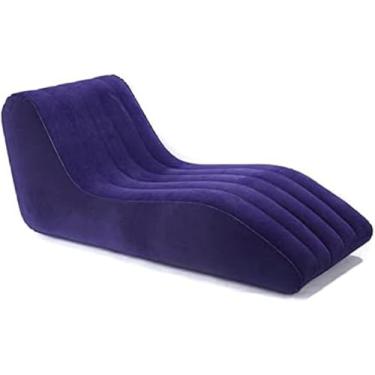 Imagem de Espreguiçadeira Inflável, Cadeira De Acampamento Inflável Do Escapamento Do Sofá Anti Para Exterior, Piscina, Festas Na Praia, Viagens E Piqueniques De Acampamento, Blue