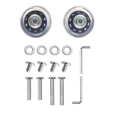 Imagem de 1 par/2 peças de rodas de substituição de mala de bagagem de 60 mm, rodas giratórias de borracha kits de reparo de rolamentos de 6 mm (preto e transparente, D60xID6xW18mm/6.0 cmx0.6 cmx1.8 cm)