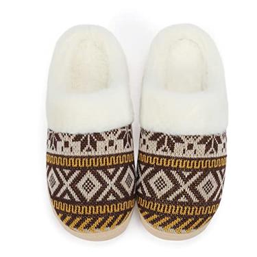Imagem de NineCiFun Pantufas femininas quentes e fofas de Natal – Palmilha de espuma viscoelástica, quarto e presente, Amarelo, 11-12