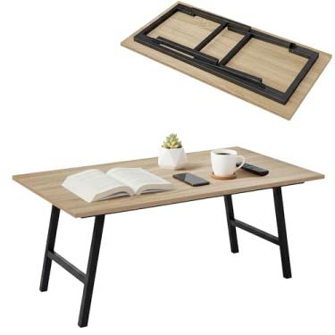 Imagem de Mesa de centro dobrável, mesa de centro dobrável, mesa de chão para sentar no chão, mesa dobrável japonesa, mesa de chão dobrável para sala de estar, 81 cm C x 40 cm L, carvalho branco
