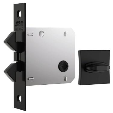 Imagem de Fechadura Biel 1006s com Roseta Quadrada Classic Black para Banheiro - 41489 - STAM