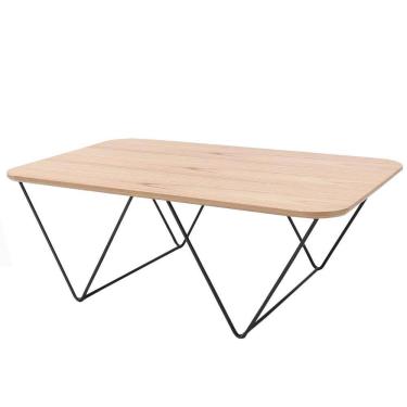 Imagem de Mesa de Centro Veneza Retangular Nacional Móveis 90 cm (largura) Tampo MDF Amêndoa Base Metal Preto