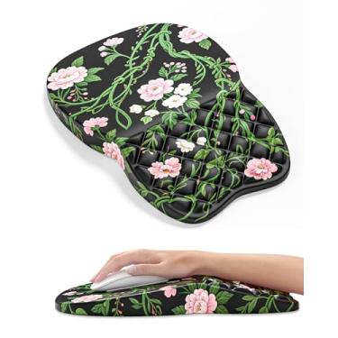 Imagem de Auhoahsil Mouse pad ergonômico com descanso de pulso, tapete de mouse de computador inclinado confortável com suporte de pulso, enchimento de espuma de memória, base de silicone antiderrapante, alívio