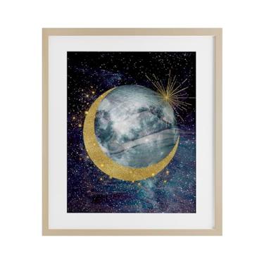 Imagem de Stupell Industries Impressão emoldurada Cosmic Shimmer Moon Birch sob vidro, design de Daniela Santiago, 53 x 43 cm
