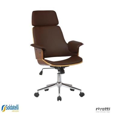 Imagem de Cadeira Office Coimbra PU Preta ou PU Marrom - Rivatti, Marrom