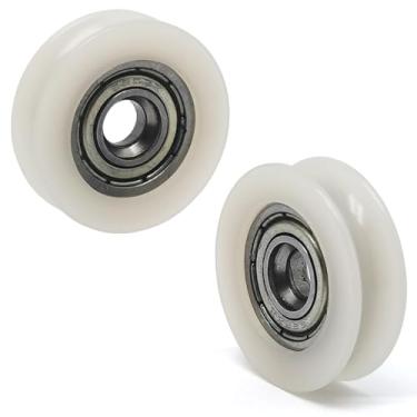 Imagem de Rolamento de guia de nylon, polia ranhurada tipo U, 24 mm, rodízios de poliuretano branco com rolamento de 625ZZ para porta deslizante, janela, equipamento de escritório, rolo (4 peças, branco)