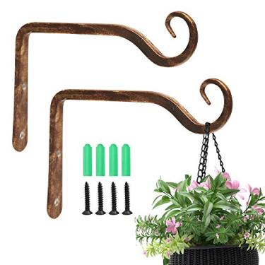 Imagem de EWind — Suporte para pendurar para plantas, gancho de parede de 15 cm, suporte para plantas retas decorativo para alimentadores de pássaros, plantas, lanternas, chamas de vento (café)