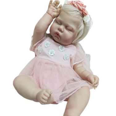 Imagem de Bebê Reborn Menina Dormindo Cabelo Implantado Fio A Fio Super Realista