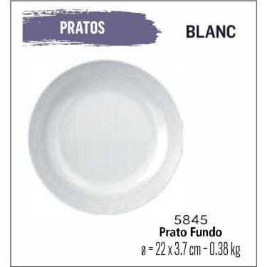 Imagem de Jogo De Prato Blanc 12 Pratos Fundos - Sopa - 22Cm Branco