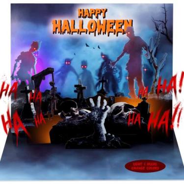 Imagem de Cartão musical de Halloween D24TIME Spooky Music & Lights 3D Zombie