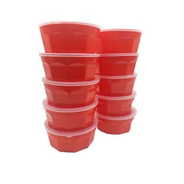 Imagem de 10potes oitavados tampa marmita sobremesa 700 ml vermelho
