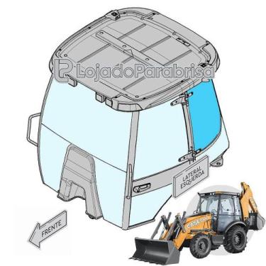 Imagem de Vidro Lateral Traseiro Esquerdo Superior para Retroescavadeira Case 58