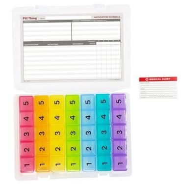 Imagem de Caixa organizadora semanal de comprimidos 5 vezes por dia, caixa de comprimidos segura de 7 dias com agenda de medicamentos (5 vezes por dia)