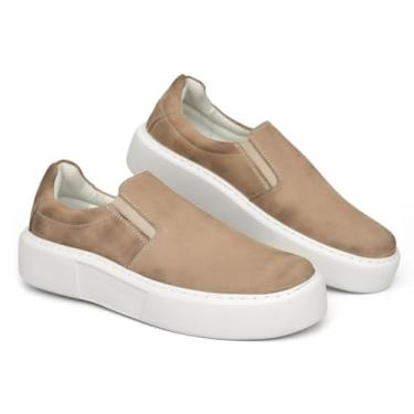 Imagem de Sapato Slip On em Couro Camurça Legítimo Masculino Sola Alta Estilo Elegante