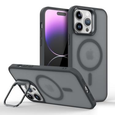 Imagem de Capinha Capa Case tecnológica Premium Para iPhone 13 Pro - 6,1 Polegadas - Anti impacto e proteção para câmeras com suporte retrátil e acabamento Micro-Mate Fosco (PRETO MICRO-MATE)