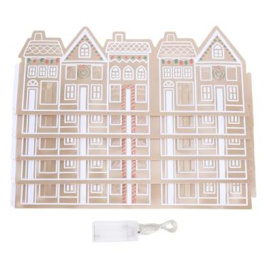 Imagem de Fockety Decoração de árvore de Natal com casinha de gengibre LED, decorações de Natal de PVC premium com luz alimentada por bateria, para centro de mesa de festa de Natal em casa (28 polegadas)