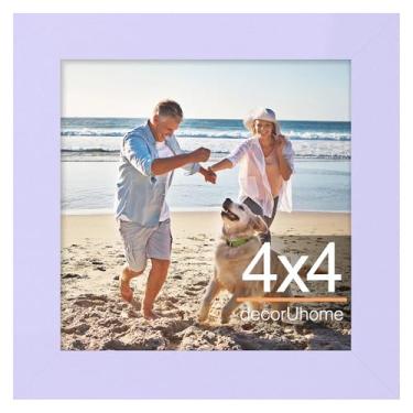 Imagem de decorUhome Porta-retrato 10 x 10 cm, moldura para exibição de fotos de parede e mesa, roxo, 1 pacote