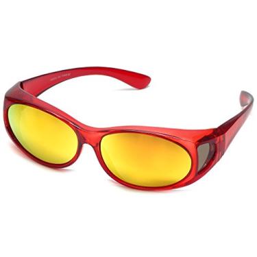 Imagem de Calabria 2866 Óculos de sol polarizados vermelho espelhado masculino feminino envolvente óculos de sol ajuste ajuste sobre óculos de grau