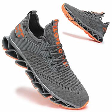 Imagem de Vooncosir Tênis masculino fashion de malha respirável para corrida com lâmina antiderrapante, sola macia, casual, atlético, caminhada, 17 - Cinza, 13