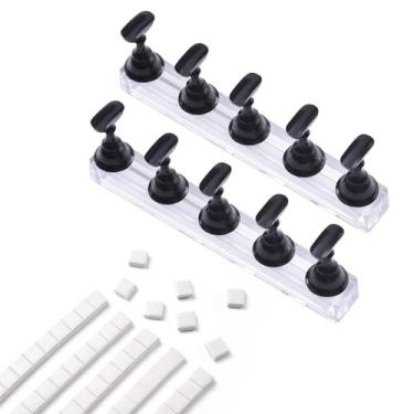 Imagem de KAZIPOP 2 conjuntos de suporte de unhas para exibição de unhas postiças magnéticas postiças para prática com 66 peças de massa reutilizável para pintura de unhas e artes (2)