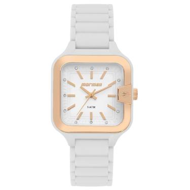 Imagem de Relógio Mormaii Feminino Ref: Mo2036js/8b Esportivo Retangular Branco