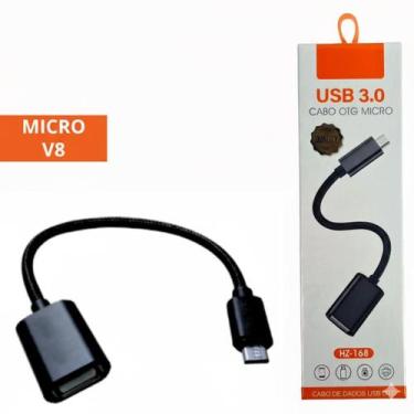 Imagem de Adaptador OTG Micro V8 / Tipo C com Cabo Nylon Trançado USB para Pen D