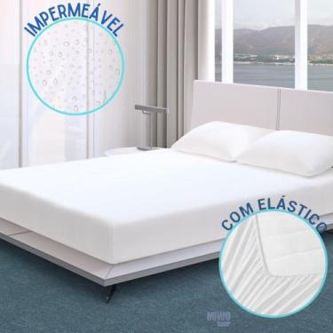 Imagem de Capa Colchão Solteiro Impermeável com Elástico Protetor Cama 88x188 - 