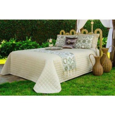 Imagem de Cobre Leito Queen Algodao Com Xale Pedraria - Chrisney Bordados