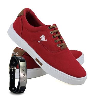 Imagem de Kit Sapatênis Lona Amarração com Pulseira Masculino Casual - Polo Joy,