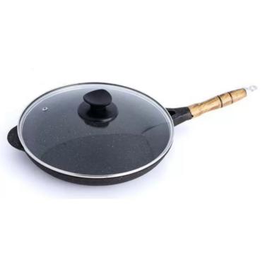 Imagem de Frigideira Marmorizada Antiaderente 28cm Com Tampa De Vidro - Grill Oriental