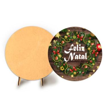 Imagem de Painel Redondo C Elastico 50cm Natal e Suporte MDF - Fadrix, NAT038