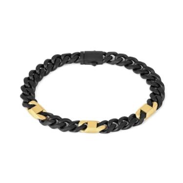 Imagem de CARITATE Pulseira masculina de corrente cubana de prata - pulseiras de elos de aço inoxidável para homens - Pulseira masculina Miami de 19,5/21,6 cm - Pulseiras de prata grossa não manchada, ouro e