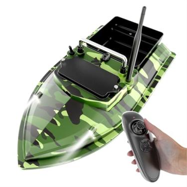 Imagem de Luocute Barco de Isca de Pesca RC, Controle Remoto de 500m, Motor Duplo ABS, Luz Noturna, Controle de Cruzeiro Com Bateria de 12000mAh para Pesca (camuflado)