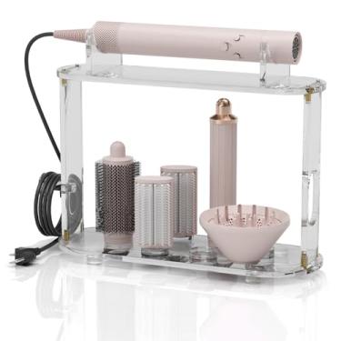 Imagem de Suporte de armazenamento para Shark Flex Style HD430C, organizador de mesa para armazenamento de acessórios de difusor de tubarão, suporte de acrílico para secador de cabelo em casa de banho e salão