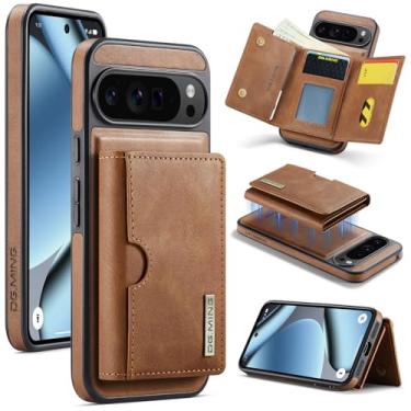 Imagem de Capa de couro magnética removível 2 em 1 para Google Pixel 10 Pro XL, carteira com bloqueio de RFID com 6 compartimentos para cartão, compatível com carregamento sem fio, capa protetora à prova de