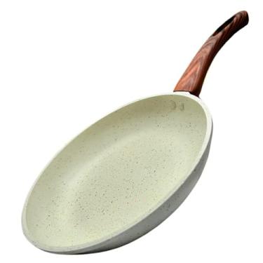 Imagem de Frigideiras Ceramica Antiaderente Fogão Cooktop Indução Gás Elétrico Grande Profissional (Creme Granito)