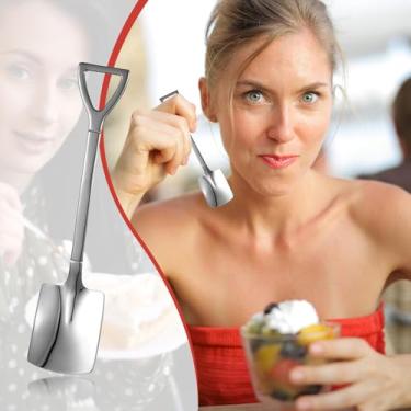 Imagem de Talheres de aço inoxidável, colher de sorvete, colheres de sobremesa, colheres de sopa para sobremesa, café, chá, iogurte, bolo, 15 cm