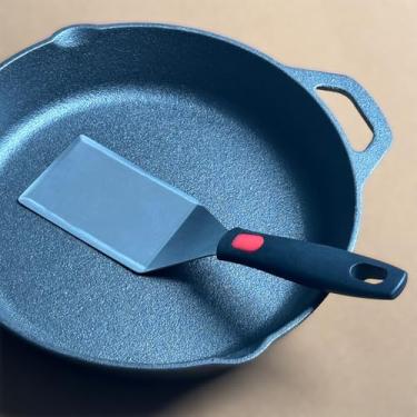 Imagem de Espátula pequena para frigideiras de ferro fundido, cabo de silicone completo, resistente ao calor, espátula resistente de grau comercial, espátula de hambúrguer para flipper, cozinhar, servir, 6,9 cm