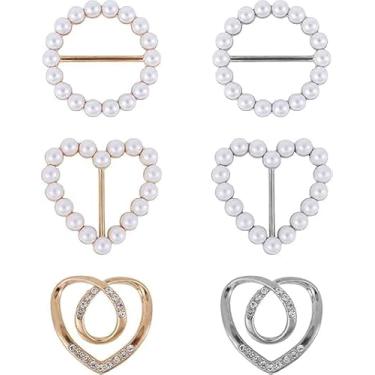 Imagem de 6 peças de clipe de anel de cachecol, prendedores de gravata para camiseta, anel, cachecol de seda, clipe de xale, moda, cachecóis, fecho, roupas, canto, botão, para mulheres, camisa, roupas